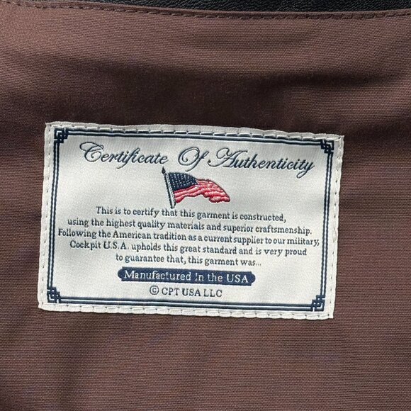 Cockpit U.S.A.F. 21st Century A-2 Jacket Goatskin Leather Black Mens 38 USA NWT - Picture 4 of 16